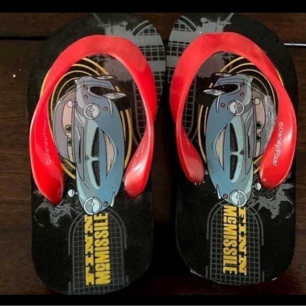 Disney Cars Flip Flops with Red and Black Design